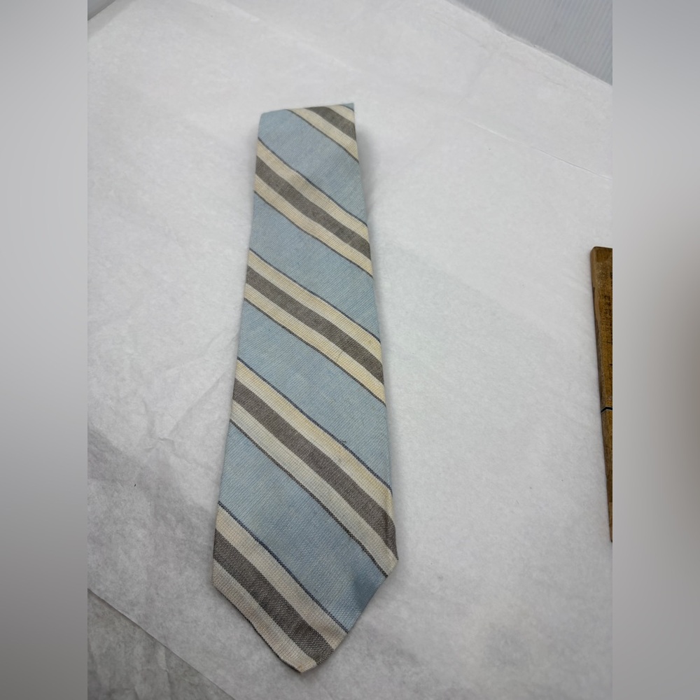 Men's Blue and Gray Striped Tie Claybrooke Polyester Necktie